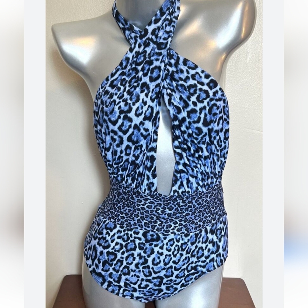 Michael Kors leopard print twist full coverage swimsuit, NEW